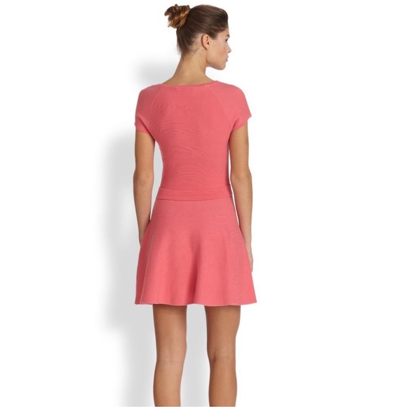 Trina Turk Fit & Flare Knit Cozumel Ribbed Sweater Dress in Hot Coral Pink - Picture 10 of 10